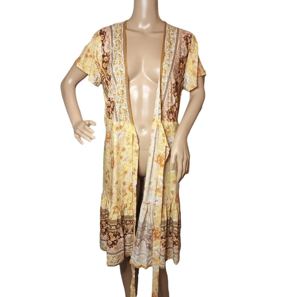 NWT Zesica Wrap Dress Yellow Floral Size Small - Picture 5 of 16